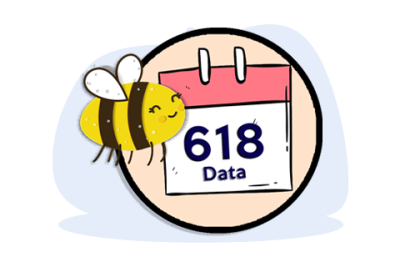 An illustration of a bee in front of a calendar reading 618 data as the date