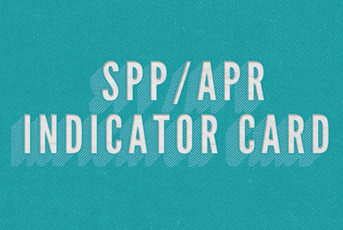 This image reads "SPP/APR Indicator Card." It is blue.