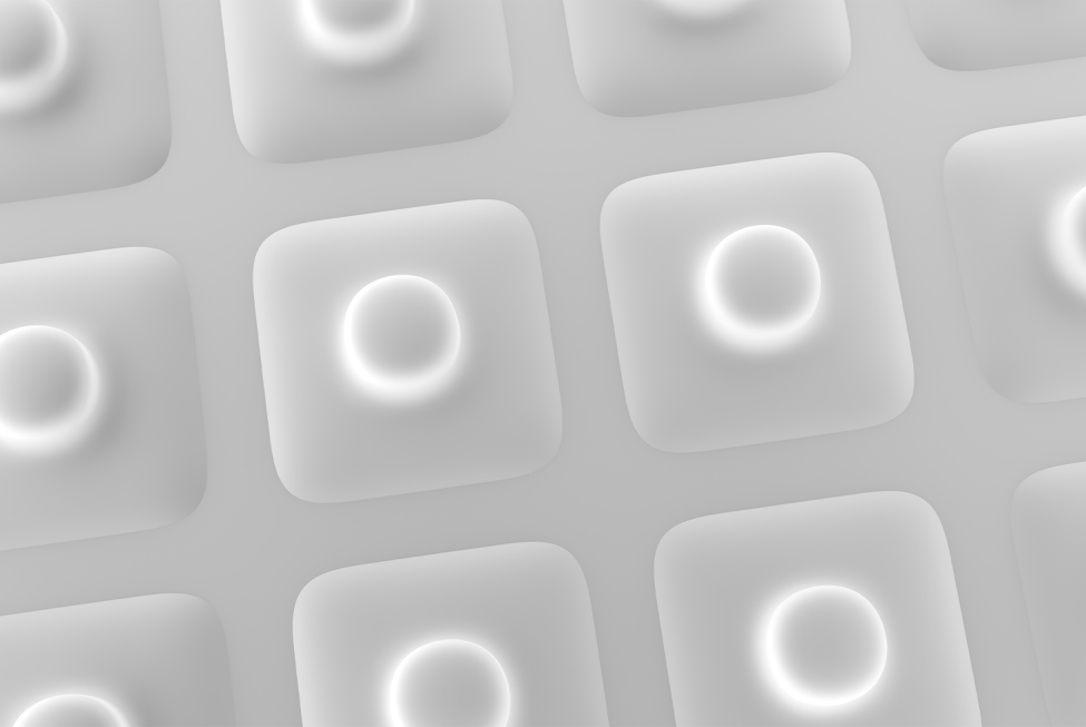 This image shows a transparent view of calculator keys with their switches underneath.